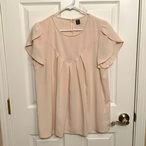 Ivory tulip sleeved blouse with pleated chest detail